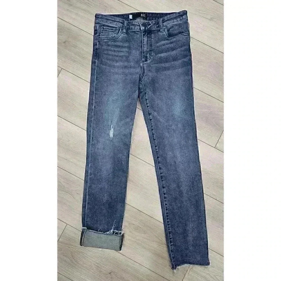 KUT From The Kloth Womens Chrissie Straight Leg Distressed Jeans Fray Size 6 - Picture 4 of 11